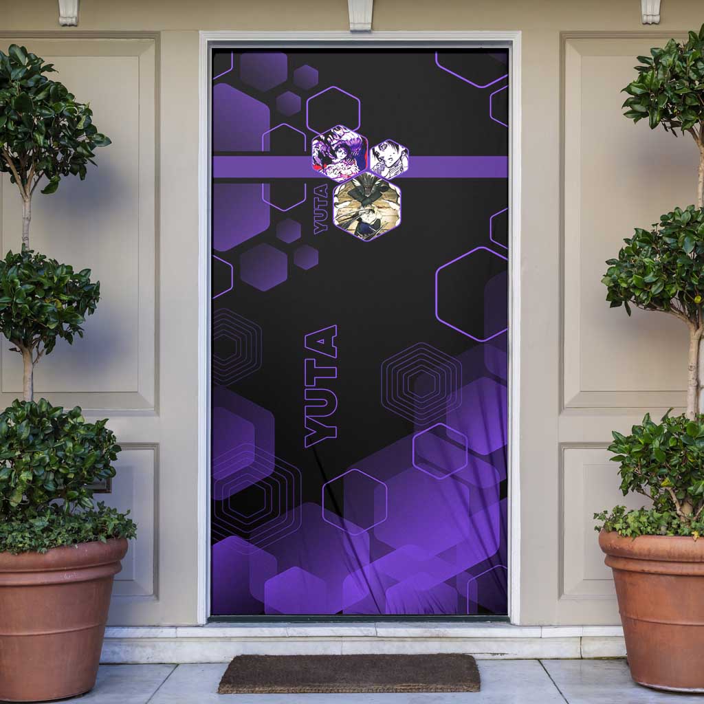 Yuta Okkotsu Jujutsu Kaisen Door Cover Purple Hexagon Design - The Mazicc