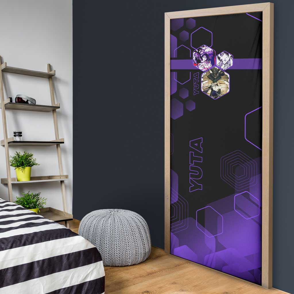 Yuta Okkotsu Jujutsu Kaisen Door Cover Purple Hexagon Design - The Mazicc