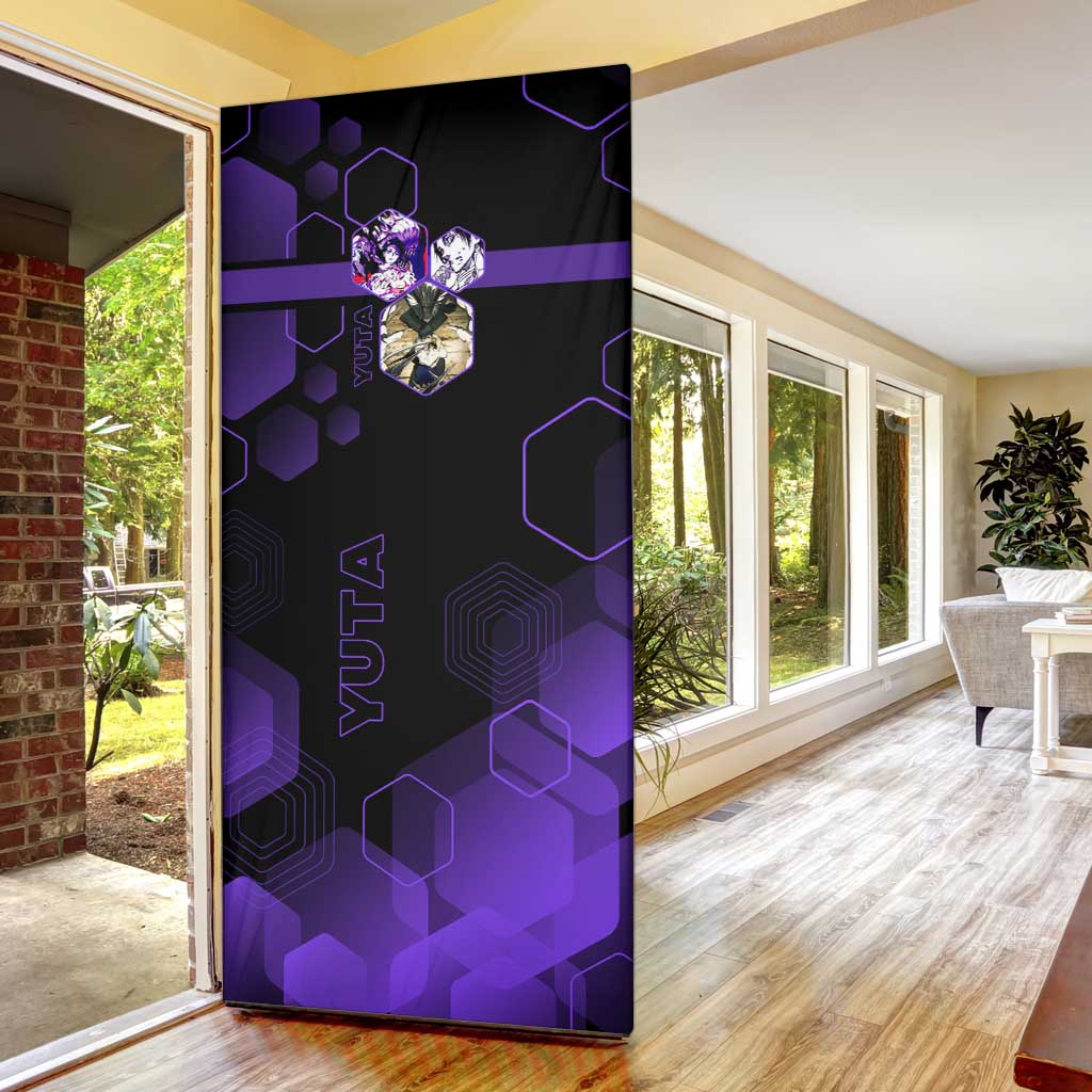 Yuta Okkotsu Jujutsu Kaisen Door Cover Purple Hexagon Design - The Mazicc