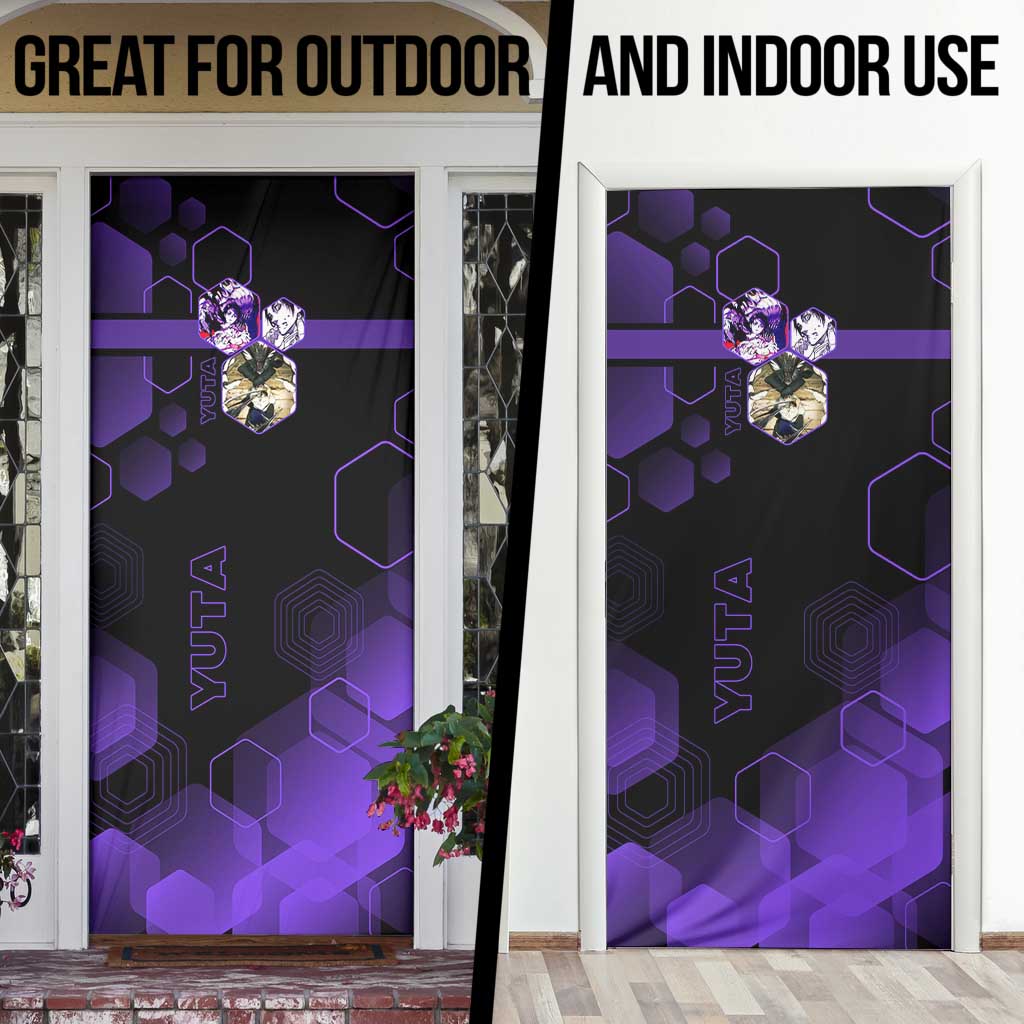 Yuta Okkotsu Jujutsu Kaisen Door Cover Purple Hexagon Design - The Mazicc