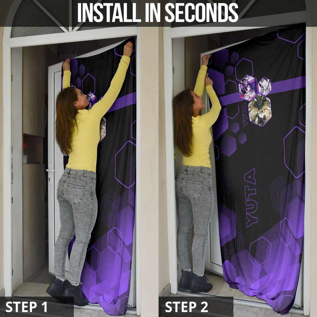 Yuta Okkotsu Jujutsu Kaisen Door Cover Purple Hexagon Design - The Mazicc