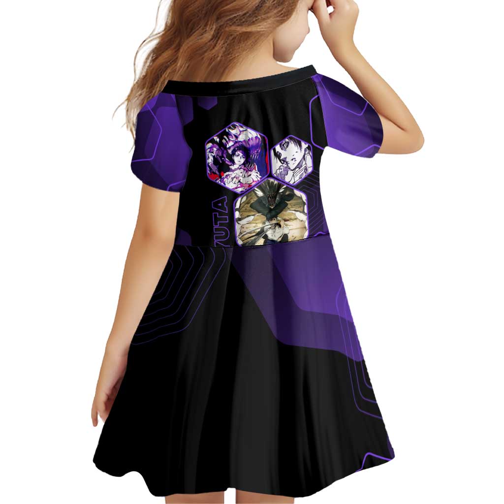 Yuta Okkotsu Jujutsu Kaisen Family Matching Puletasi and Hawaiian Shirt Purple Hexagon Design
