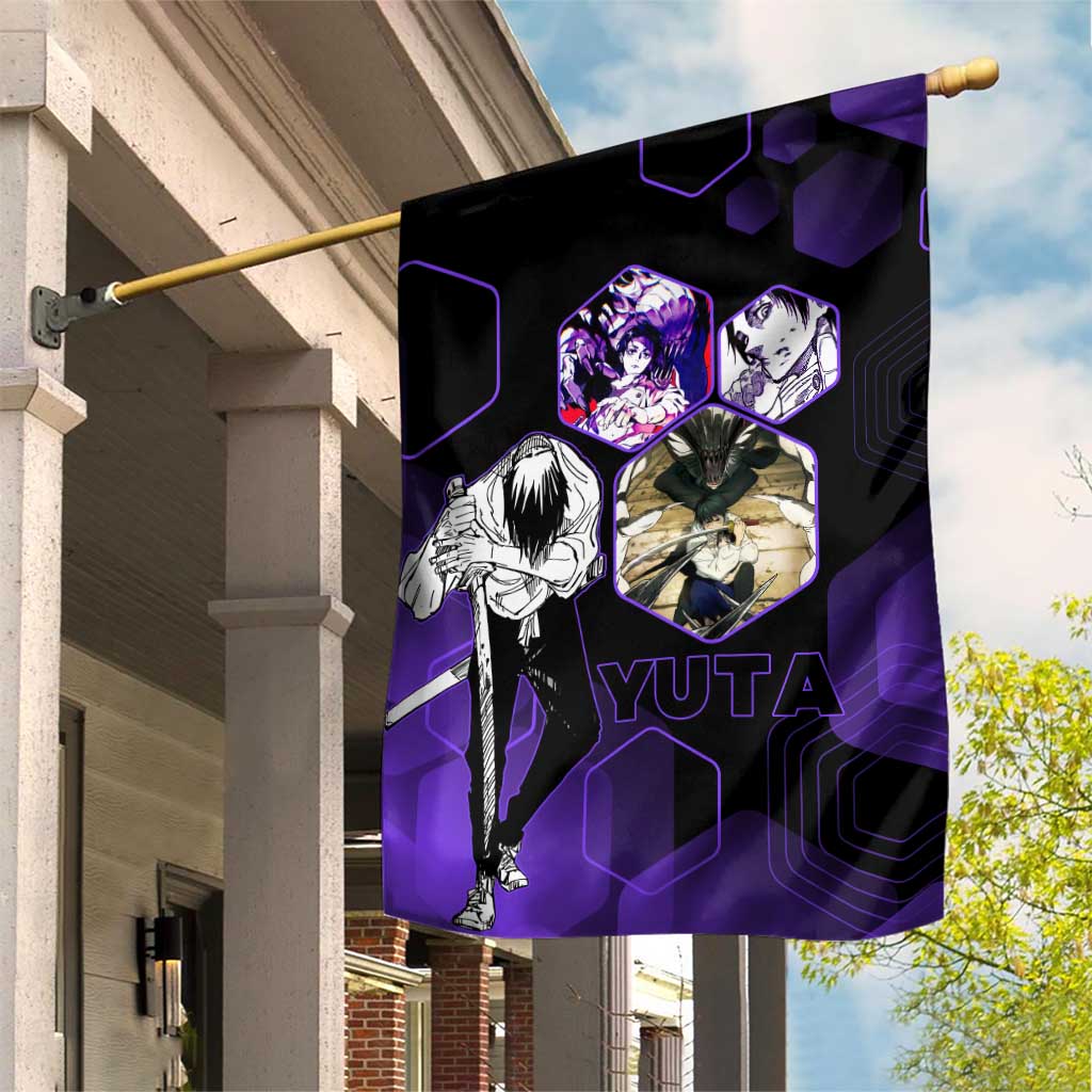 Yuta Okkotsu Jujutsu Kaisen Garden Flag Purple Hexagon Design - The Mazicc