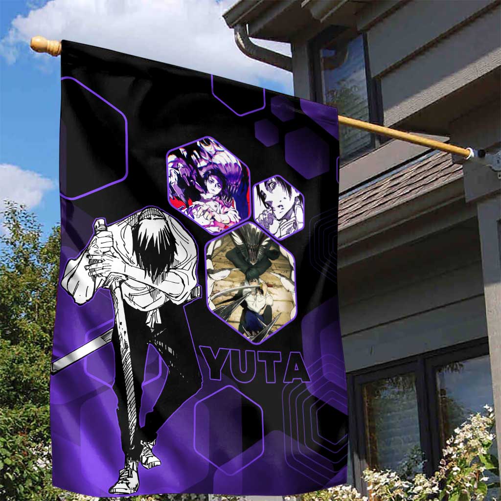 Yuta Okkotsu Jujutsu Kaisen Garden Flag Purple Hexagon Design - The Mazicc