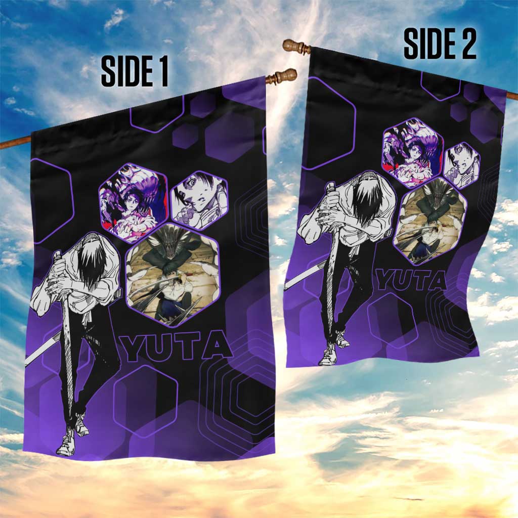 Yuta Okkotsu Jujutsu Kaisen Garden Flag Purple Hexagon Design - The Mazicc