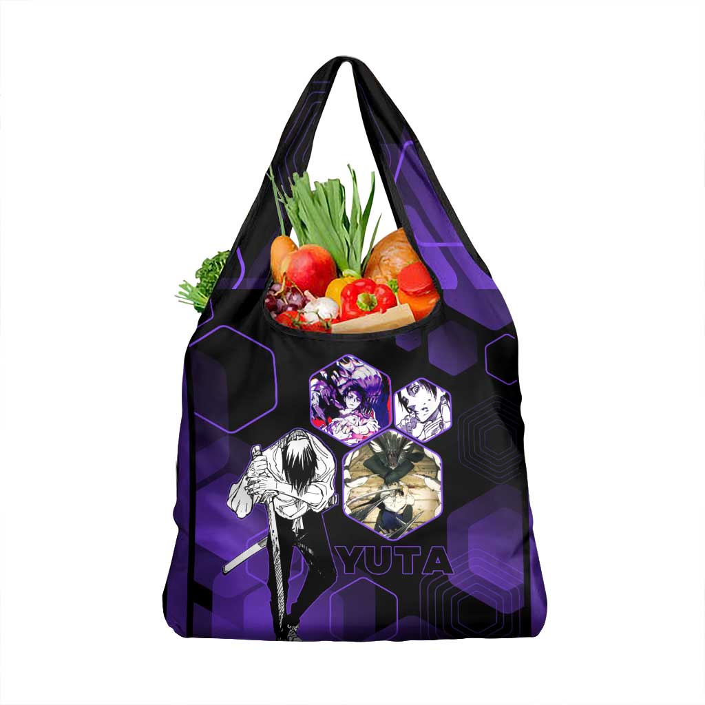 Yuta Okkotsu Jujutsu Kaisen Grocery Bag Purple Hexagon Design - The Mazicc
