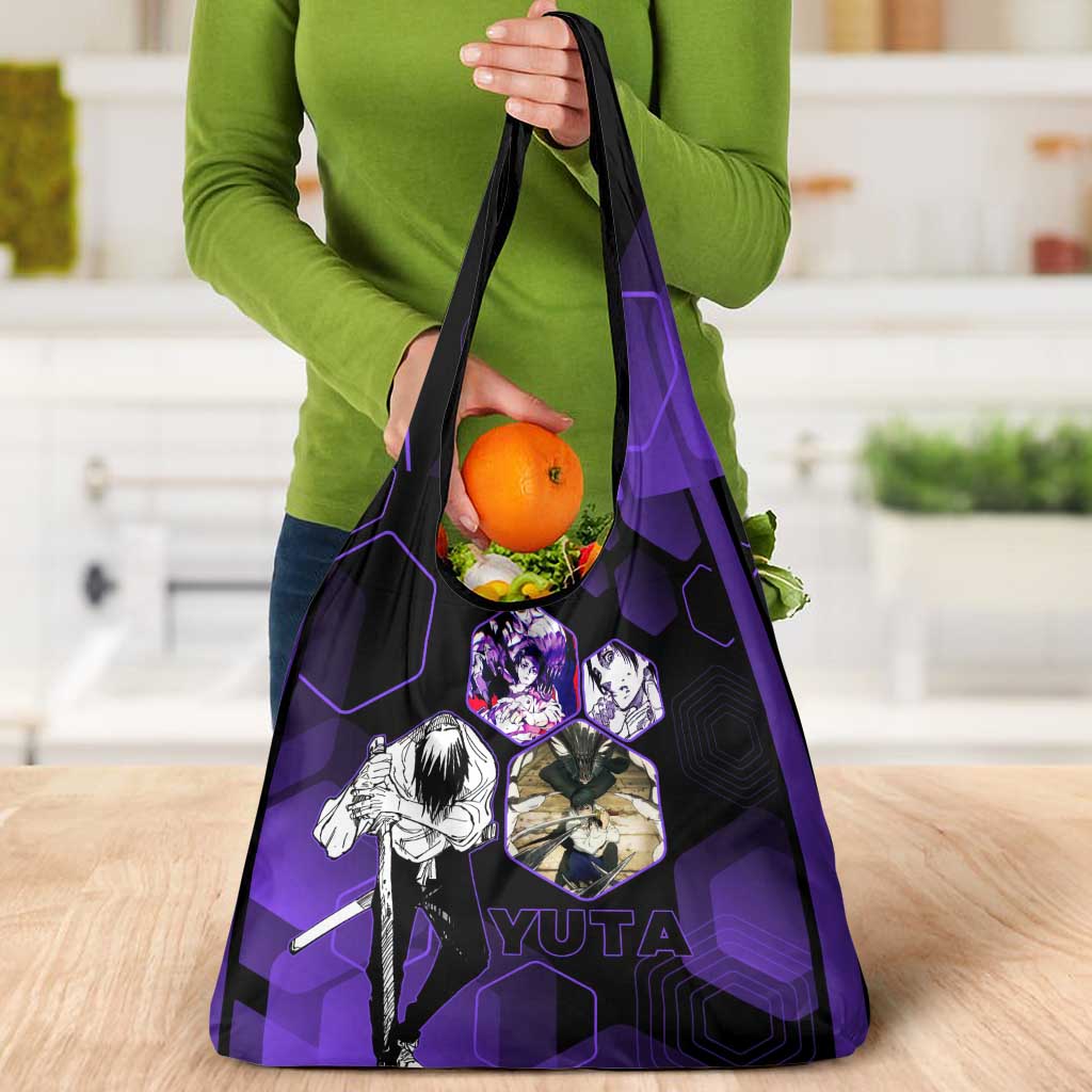 Yuta Okkotsu Jujutsu Kaisen Grocery Bag Purple Hexagon Design - The Mazicc