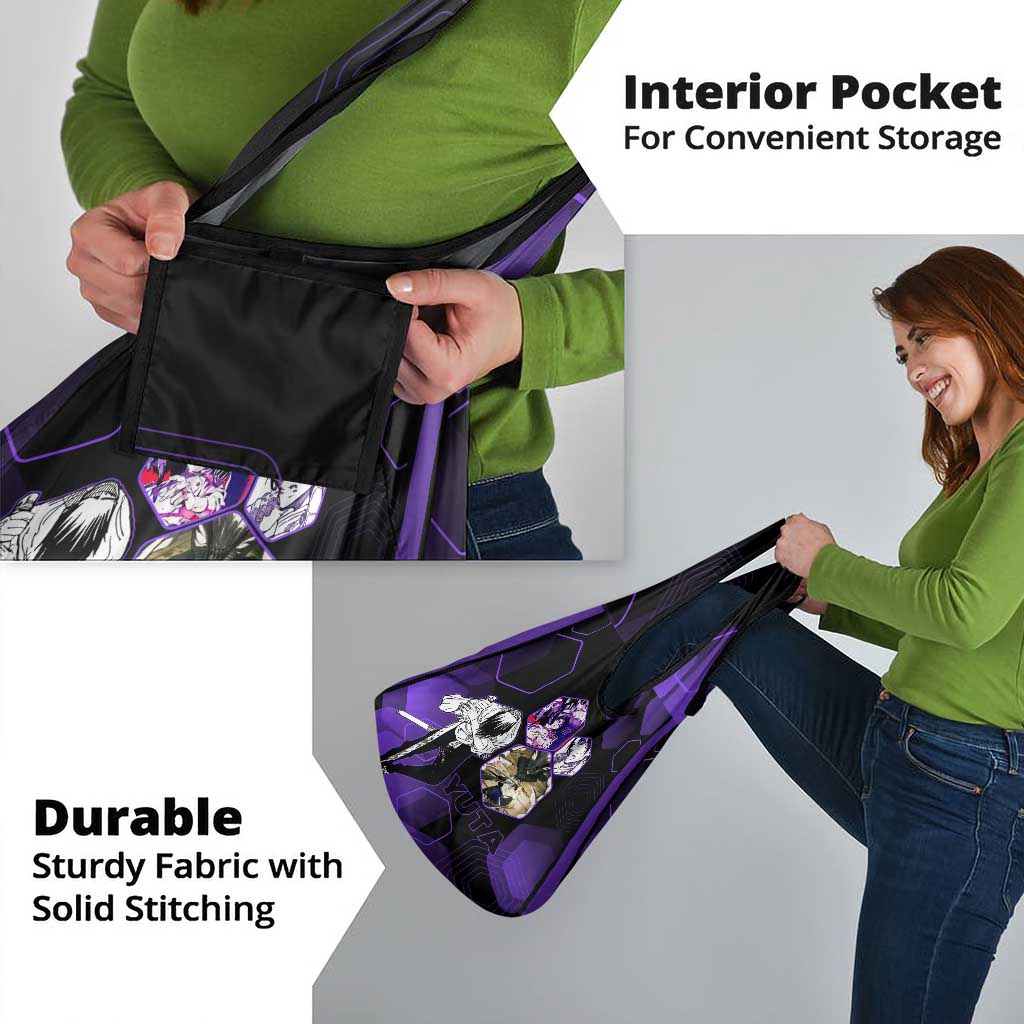Yuta Okkotsu Jujutsu Kaisen Grocery Bag Purple Hexagon Design - The Mazicc