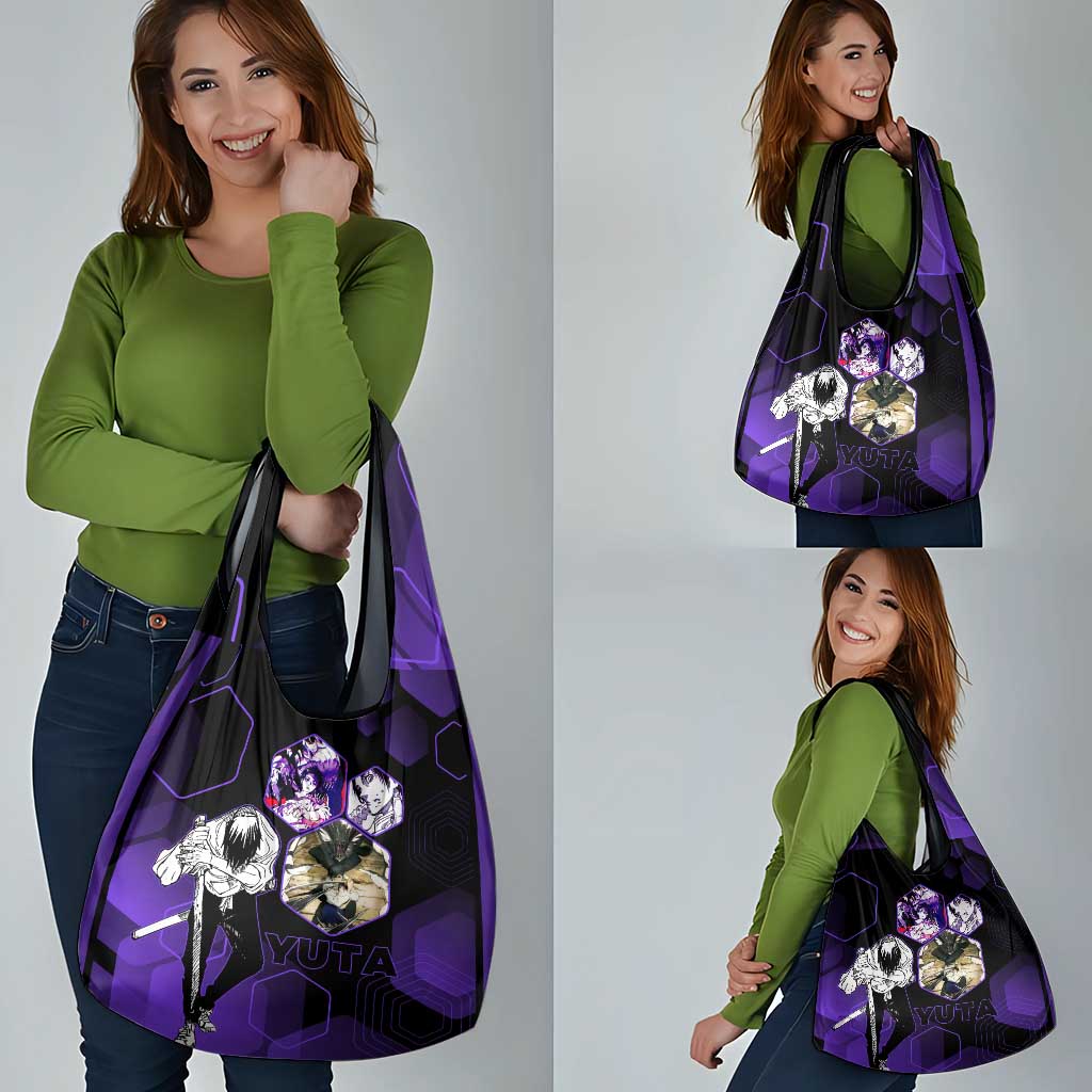 Yuta Okkotsu Jujutsu Kaisen Grocery Bag Purple Hexagon Design - The Mazicc