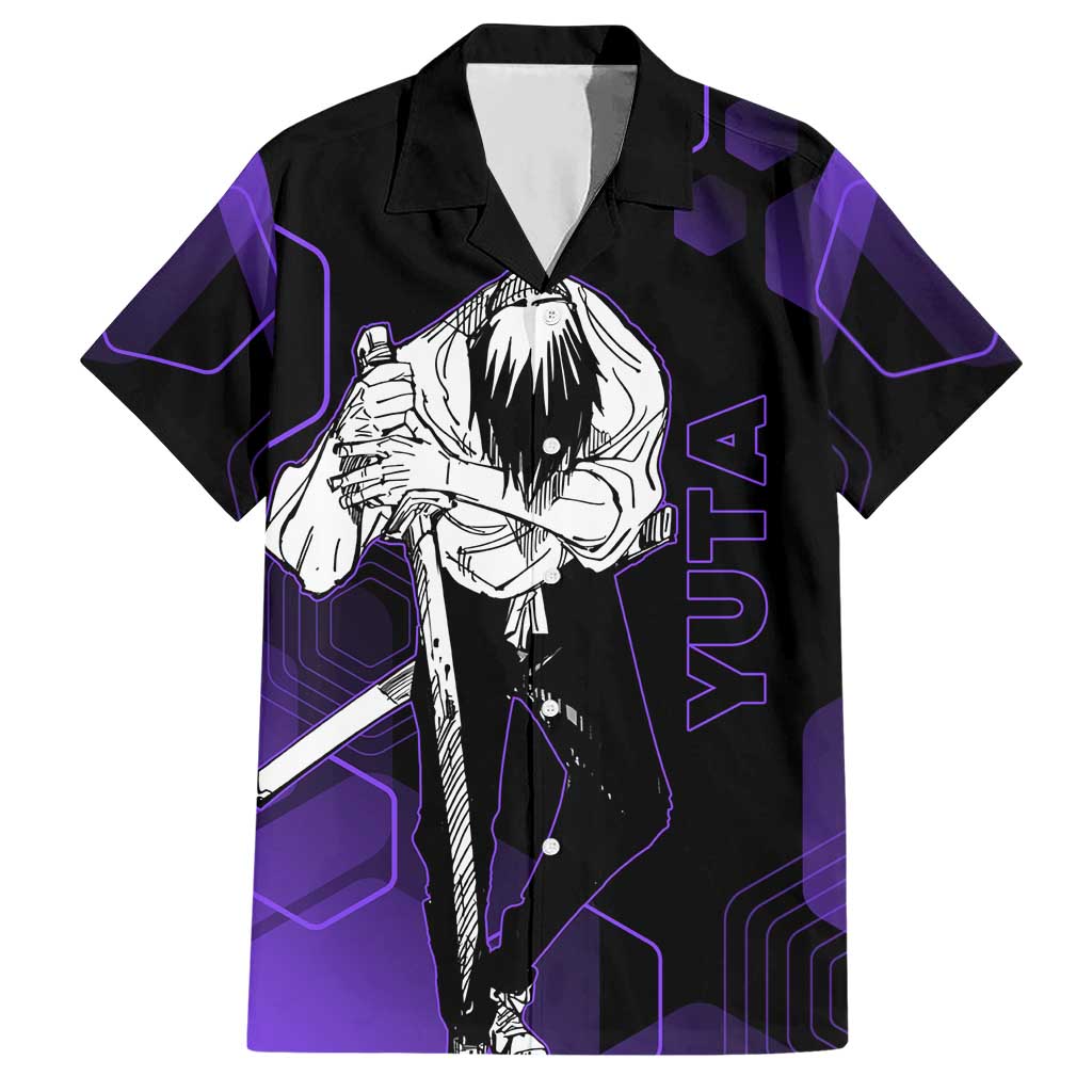 Yuta Okkotsu Jujutsu Kaisen Hawaiian Shirt Purple Hexagon Design - The Mazicc