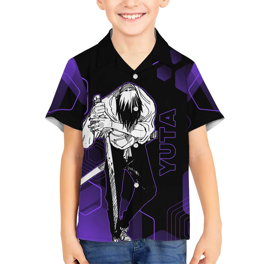 Yuta Okkotsu Jujutsu Kaisen Hawaiian Shirt Purple Hexagon Design - The Mazicc