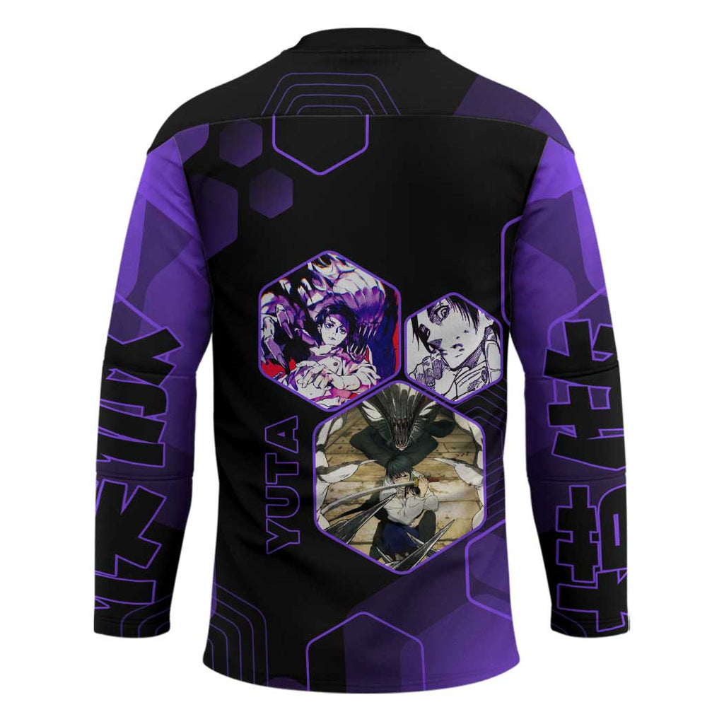 Yuta Okkotsu Jujutsu Kaisen Hockey Jersey Purple Hexagon Design - The Mazicc