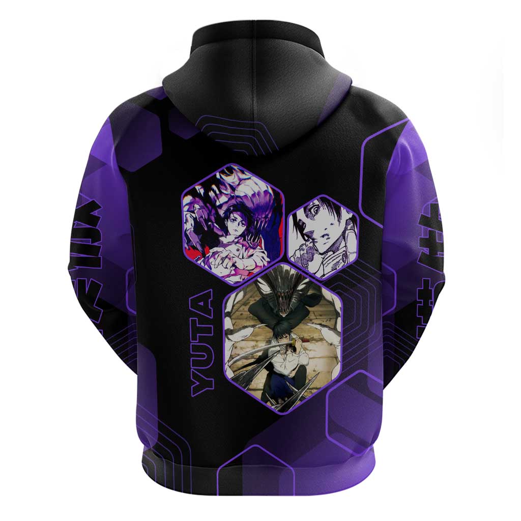 Yuta Okkotsu Jujutsu Kaisen Hoodie Purple Hexagon Design - The Mazicc