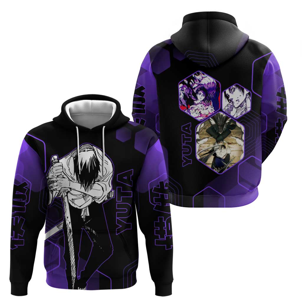 Yuta Okkotsu Jujutsu Kaisen Hoodie Purple Hexagon Design - The Mazicc