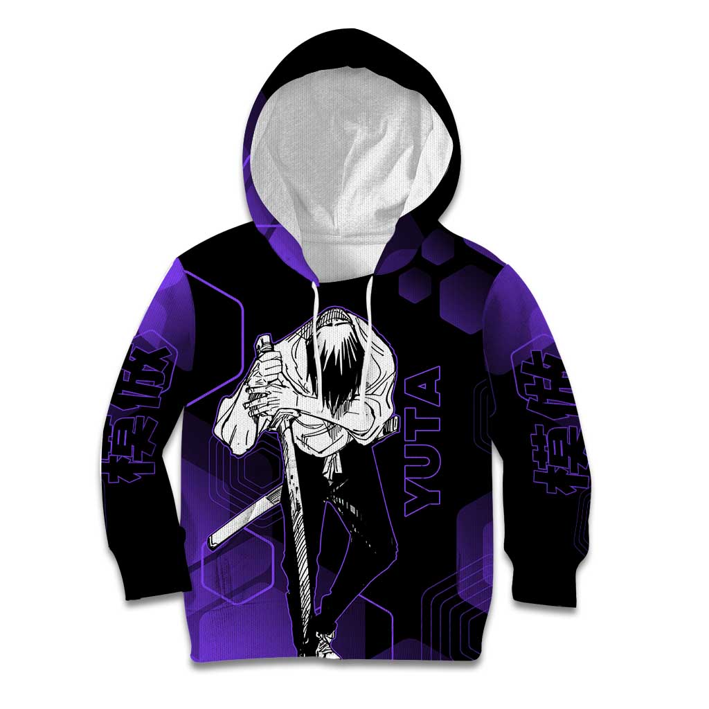 Yuta Okkotsu Jujutsu Kaisen Kid Hoodie Purple Hexagon Design - The Mazicc