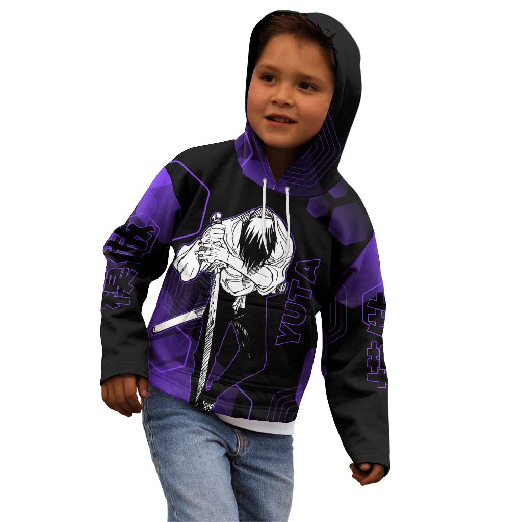 Yuta Okkotsu Jujutsu Kaisen Kid Hoodie Purple Hexagon Design - The Mazicc