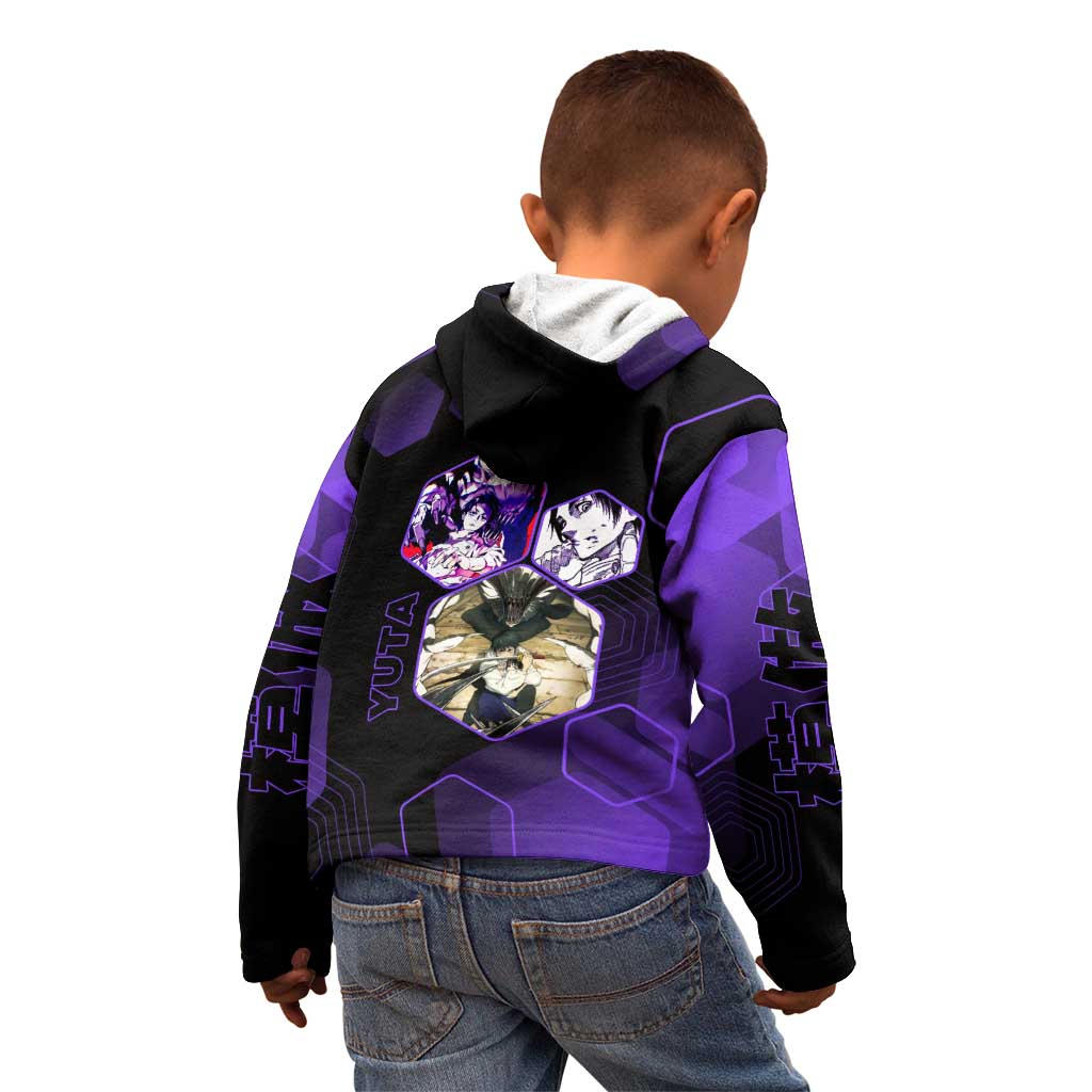 Yuta Okkotsu Jujutsu Kaisen Kid Hoodie Purple Hexagon Design - The Mazicc