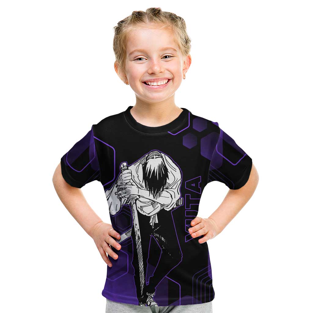 Yuta Okkotsu Jujutsu Kaisen Kid T Shirt Purple Hexagon Design - The Mazicc