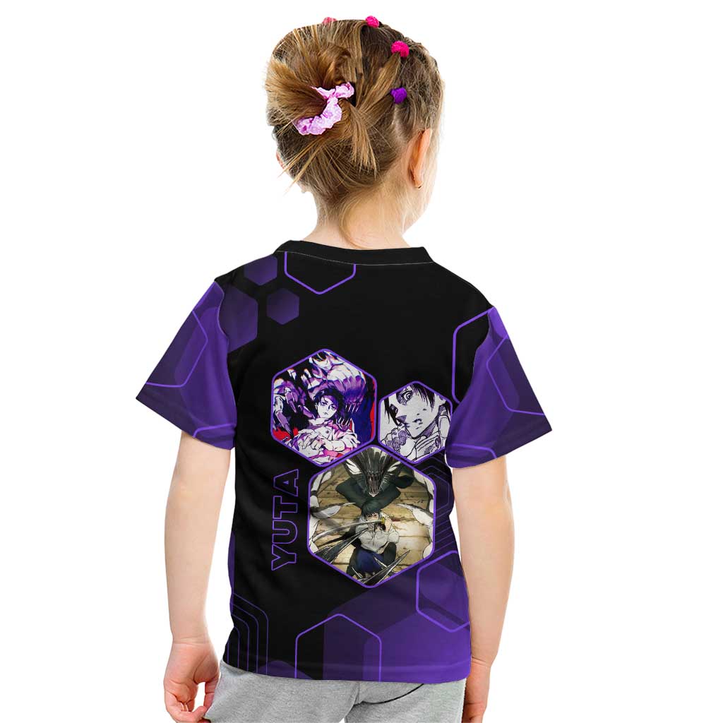Yuta Okkotsu Jujutsu Kaisen Kid T Shirt Purple Hexagon Design - The Mazicc