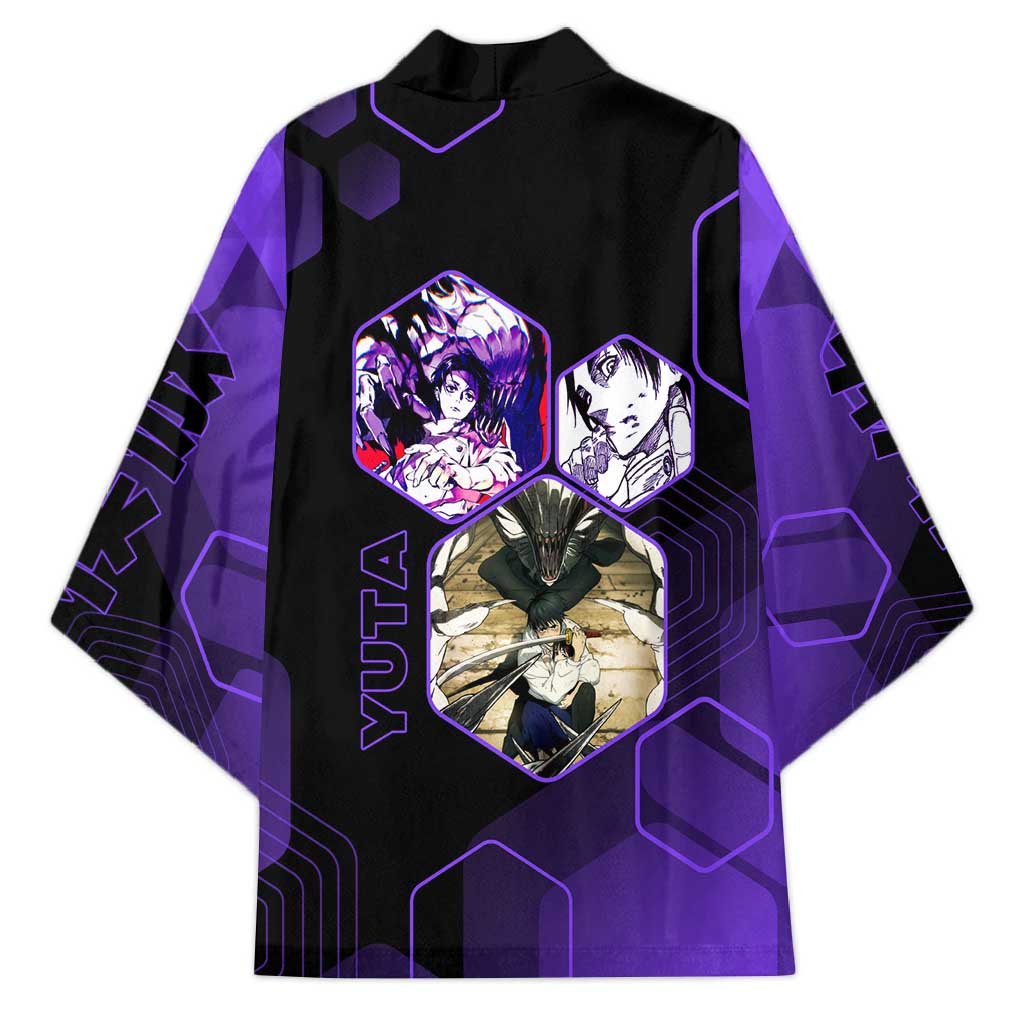 Yuta Okkotsu Jujutsu Kaisen Kimono Purple Hexagon Design - The Mazicc