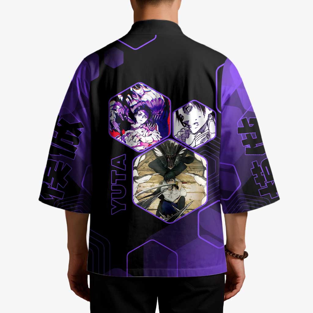 Yuta Okkotsu Jujutsu Kaisen Kimono Purple Hexagon Design - The Mazicc