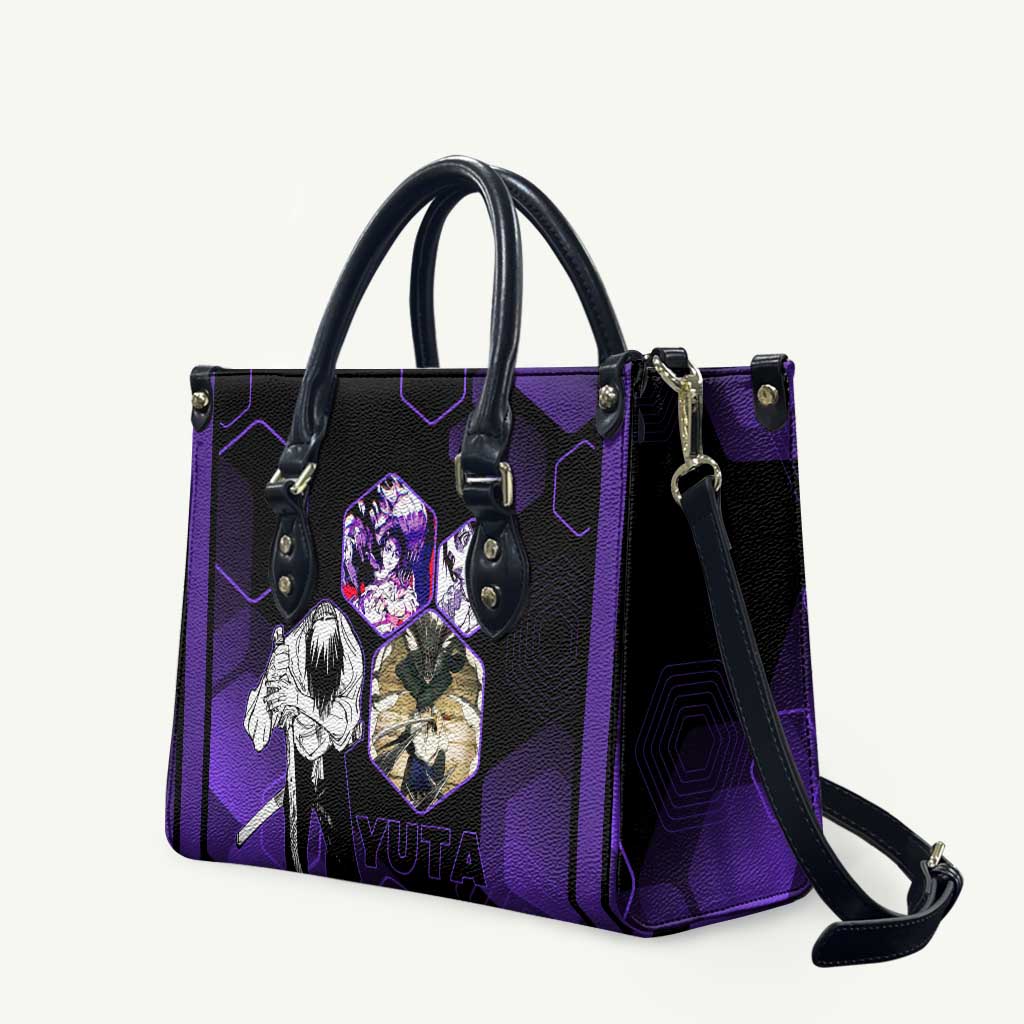 Yuta Okkotsu Jujutsu Kaisen Leather Bag Purple Hexagon Design - The Mazicc