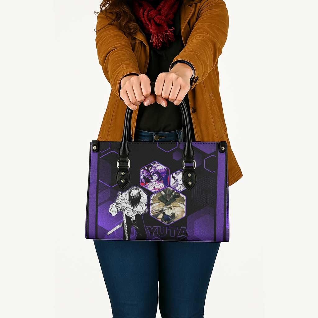 Yuta Okkotsu Jujutsu Kaisen Leather Bag Purple Hexagon Design - The Mazicc