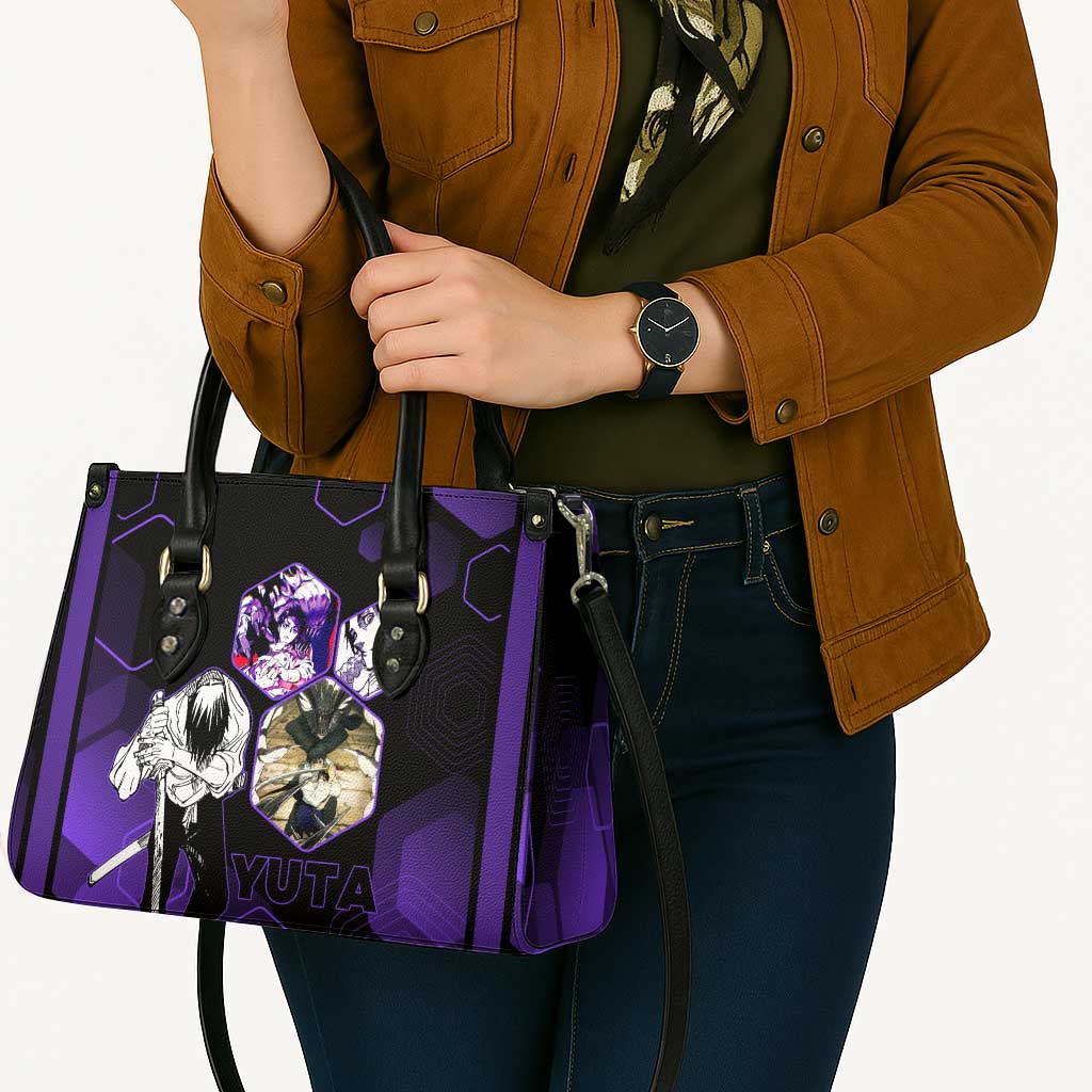 Yuta Okkotsu Jujutsu Kaisen Leather Bag Purple Hexagon Design - The Mazicc