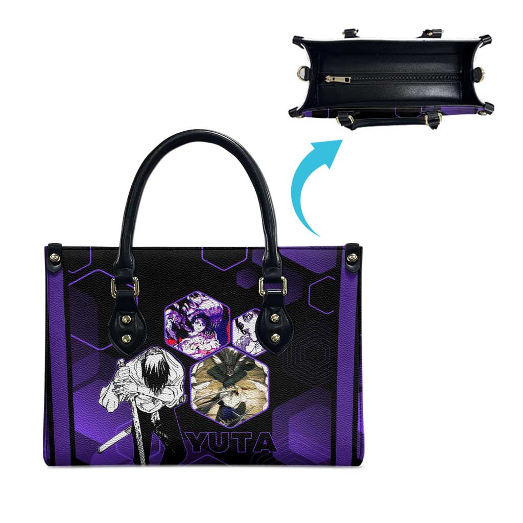 Yuta Okkotsu Jujutsu Kaisen Leather Bag Purple Hexagon Design - The Mazicc