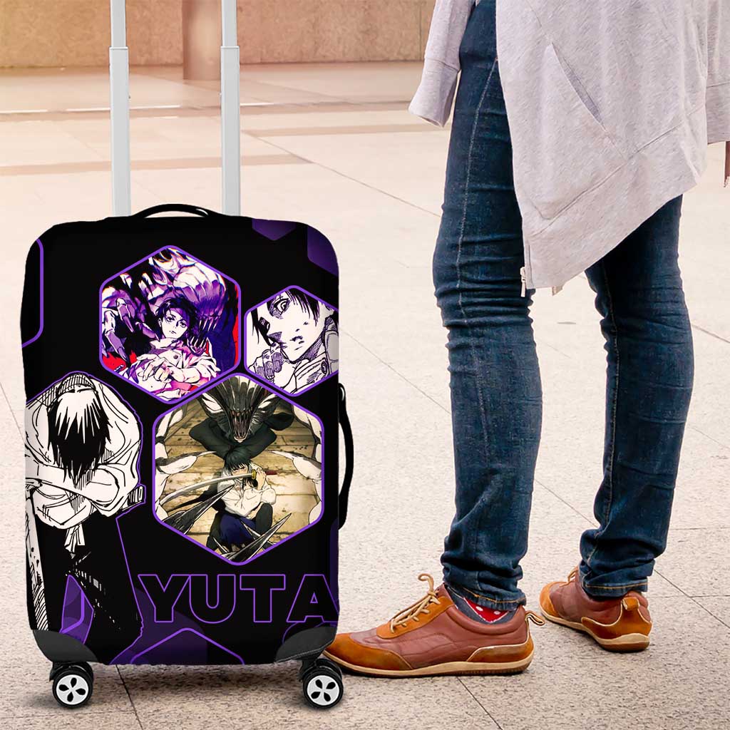 Yuta Okkotsu Jujutsu Kaisen Luggage Cover Purple Hexagon Design - The Mazicc