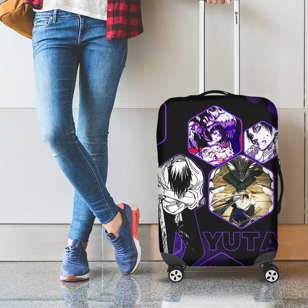 Yuta Okkotsu Jujutsu Kaisen Luggage Cover Purple Hexagon Design - The Mazicc