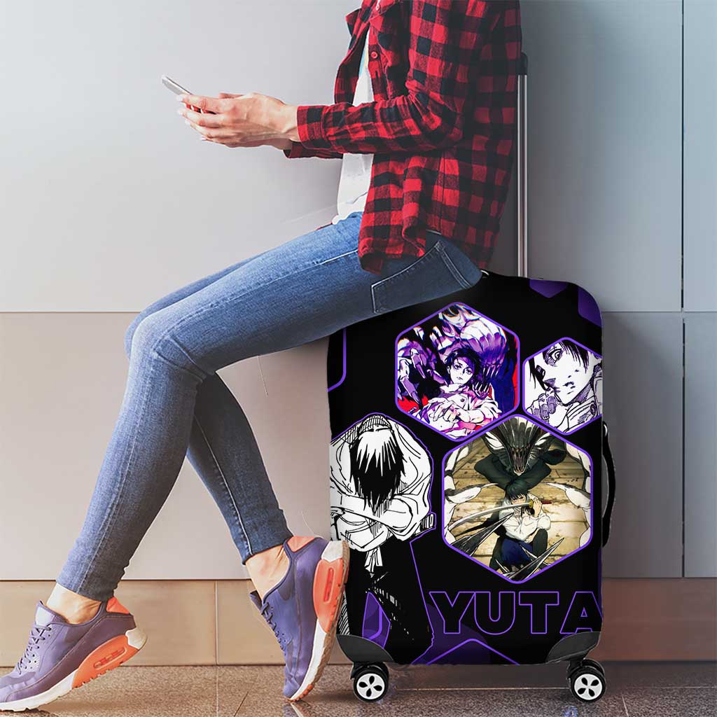 Yuta Okkotsu Jujutsu Kaisen Luggage Cover Purple Hexagon Design - The Mazicc
