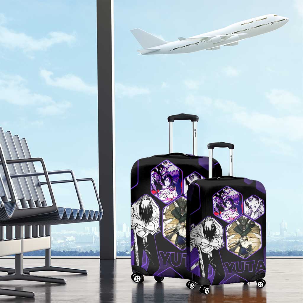 Yuta Okkotsu Jujutsu Kaisen Luggage Cover Purple Hexagon Design - The Mazicc