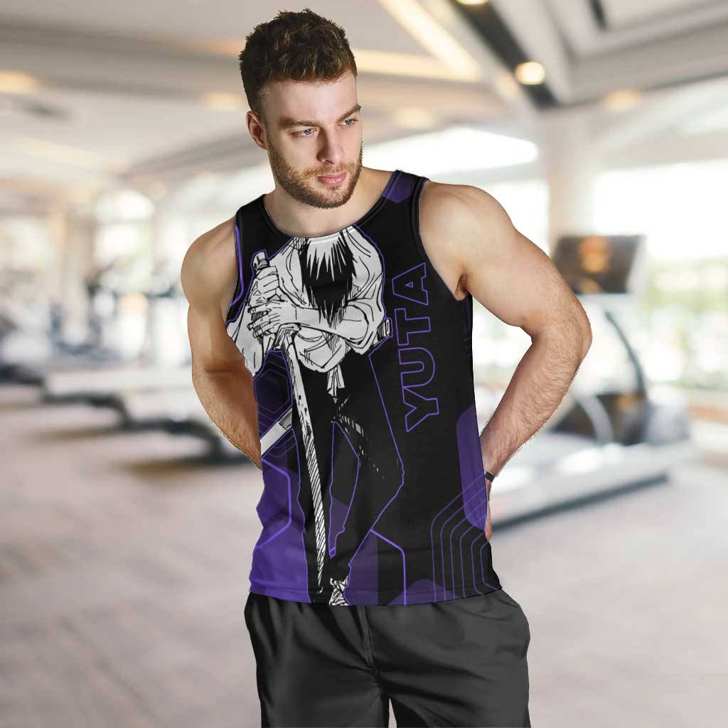 Yuta Okkotsu Jujutsu Kaisen Men Tank Top Purple Hexagon Design - The Mazicc