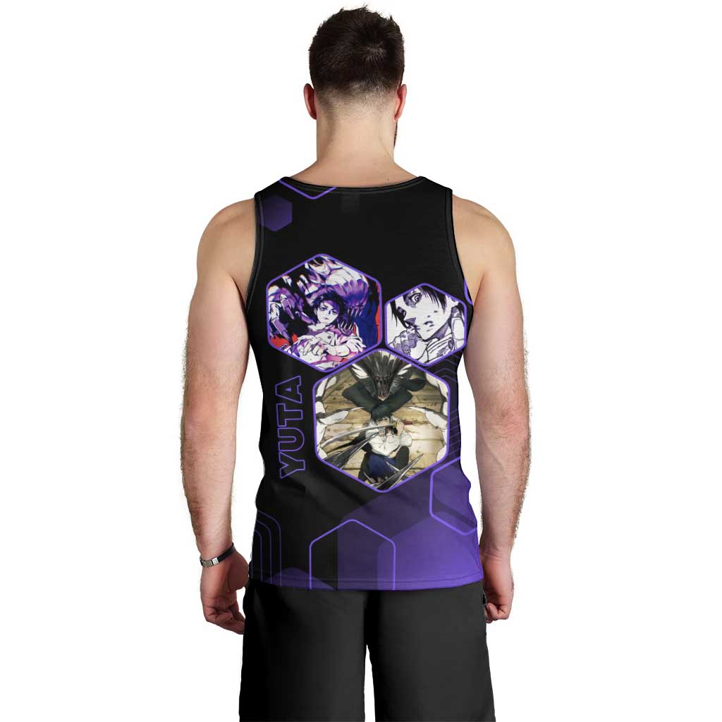 Yuta Okkotsu Jujutsu Kaisen Men Tank Top Purple Hexagon Design - The Mazicc