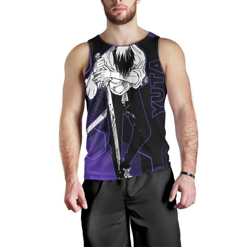 Yuta Okkotsu Jujutsu Kaisen Men Tank Top Purple Hexagon Design - The Mazicc