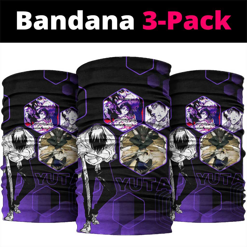Yuta Okkotsu Jujutsu Kaisen Neck Gaiter Purple Hexagon Design - The Mazicc