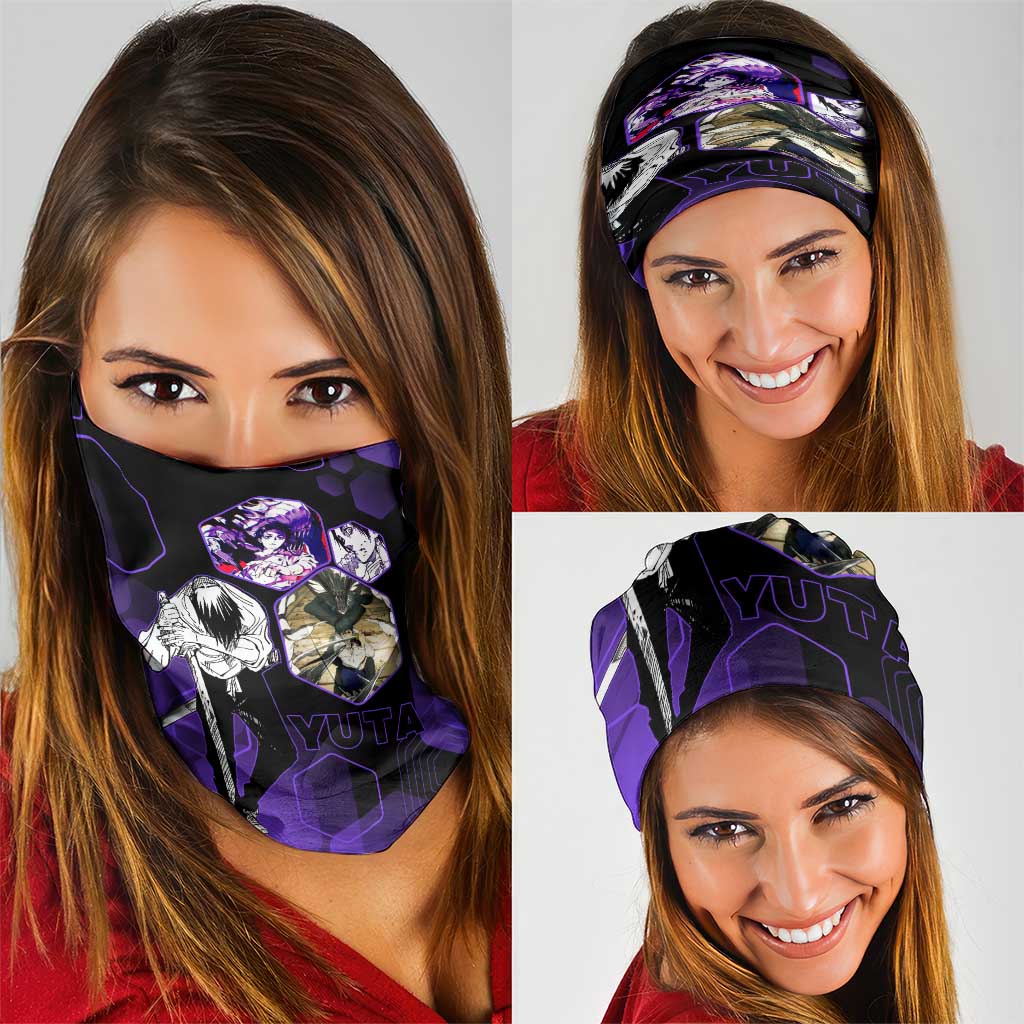 Yuta Okkotsu Jujutsu Kaisen Neck Gaiter Purple Hexagon Design - The Mazicc