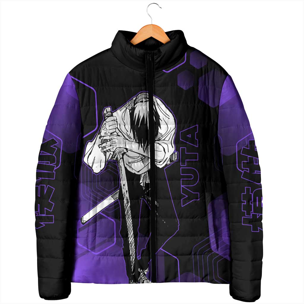Yuta Okkotsu Jujutsu Kaisen Padded Jacket Purple Hexagon Design - The Mazicc