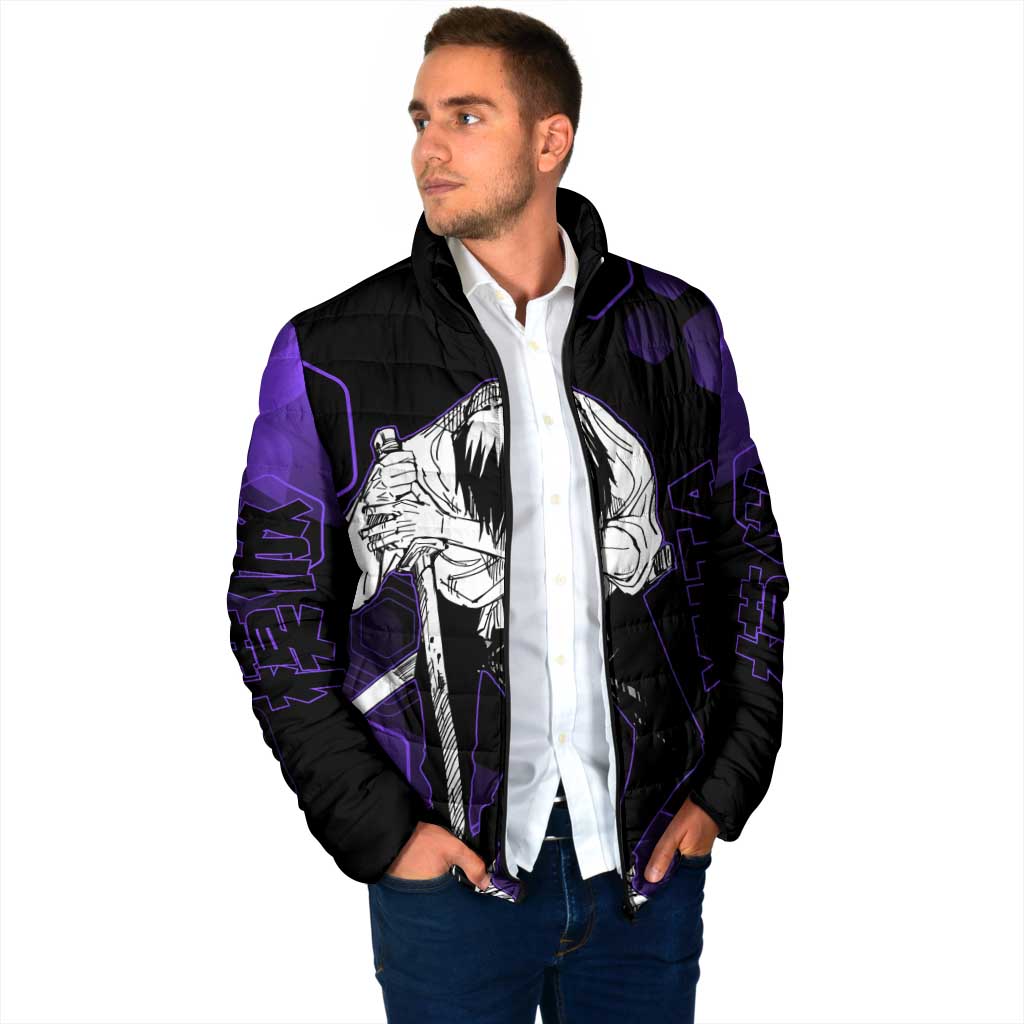 Yuta Okkotsu Jujutsu Kaisen Padded Jacket Purple Hexagon Design - The Mazicc