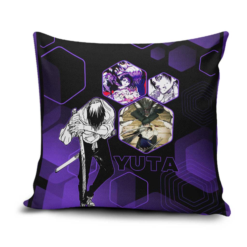 Yuta Okkotsu Jujutsu Kaisen Pillow Cover Purple Hexagon Design - The Mazicc