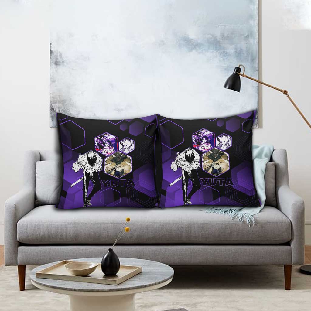 Yuta Okkotsu Jujutsu Kaisen Pillow Cover Purple Hexagon Design - The Mazicc