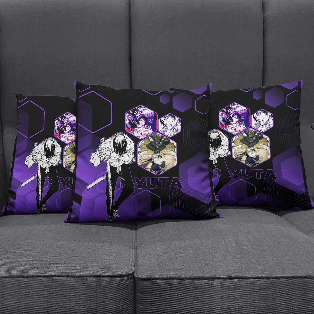 Yuta Okkotsu Jujutsu Kaisen Pillow Cover Purple Hexagon Design - The Mazicc