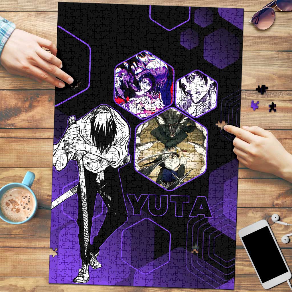 Yuta Okkotsu Jujutsu Kaisen Puzzle Purple Hexagon Design - The Mazicc