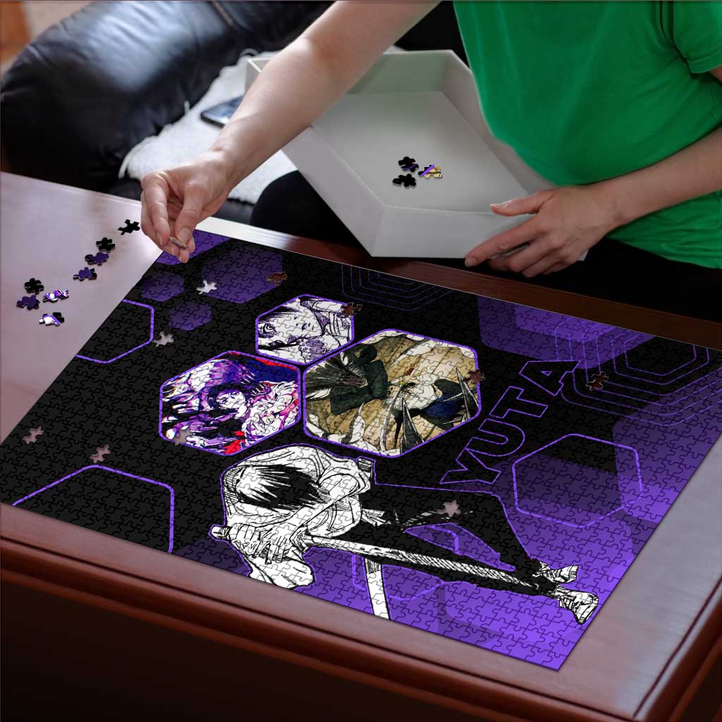 Yuta Okkotsu Jujutsu Kaisen Puzzle Purple Hexagon Design - The Mazicc