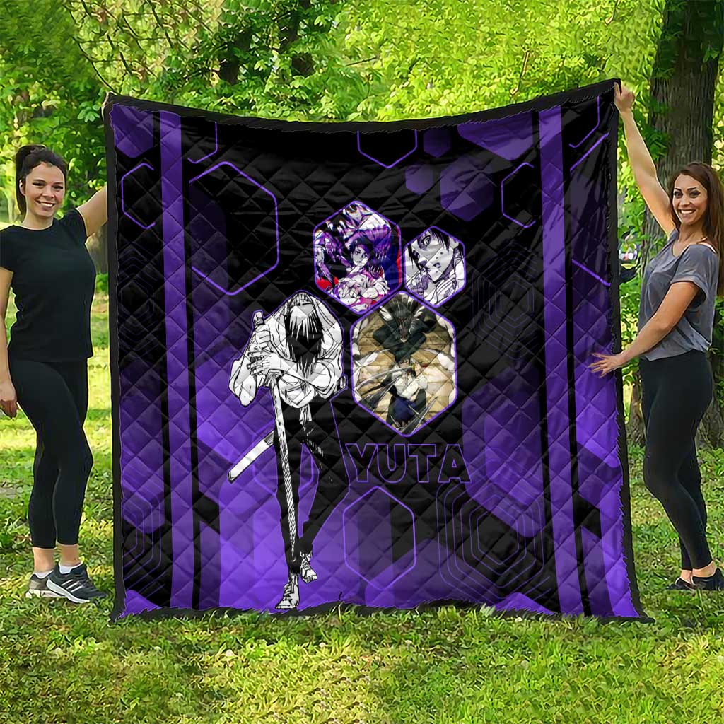 Yuta Okkotsu Jujutsu Kaisen Quilt Purple Hexagon Design - The Mazicc