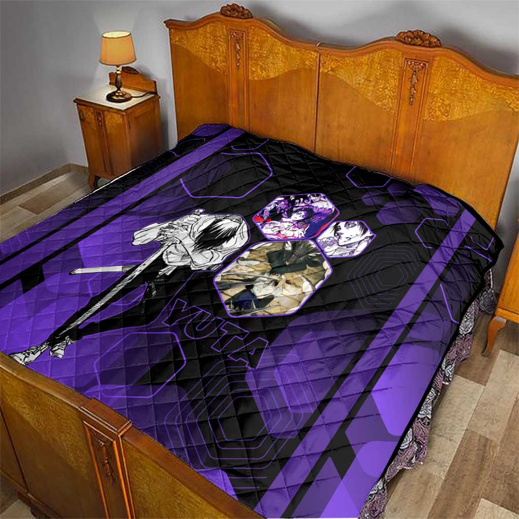 Yuta Okkotsu Jujutsu Kaisen Quilt Purple Hexagon Design - The Mazicc