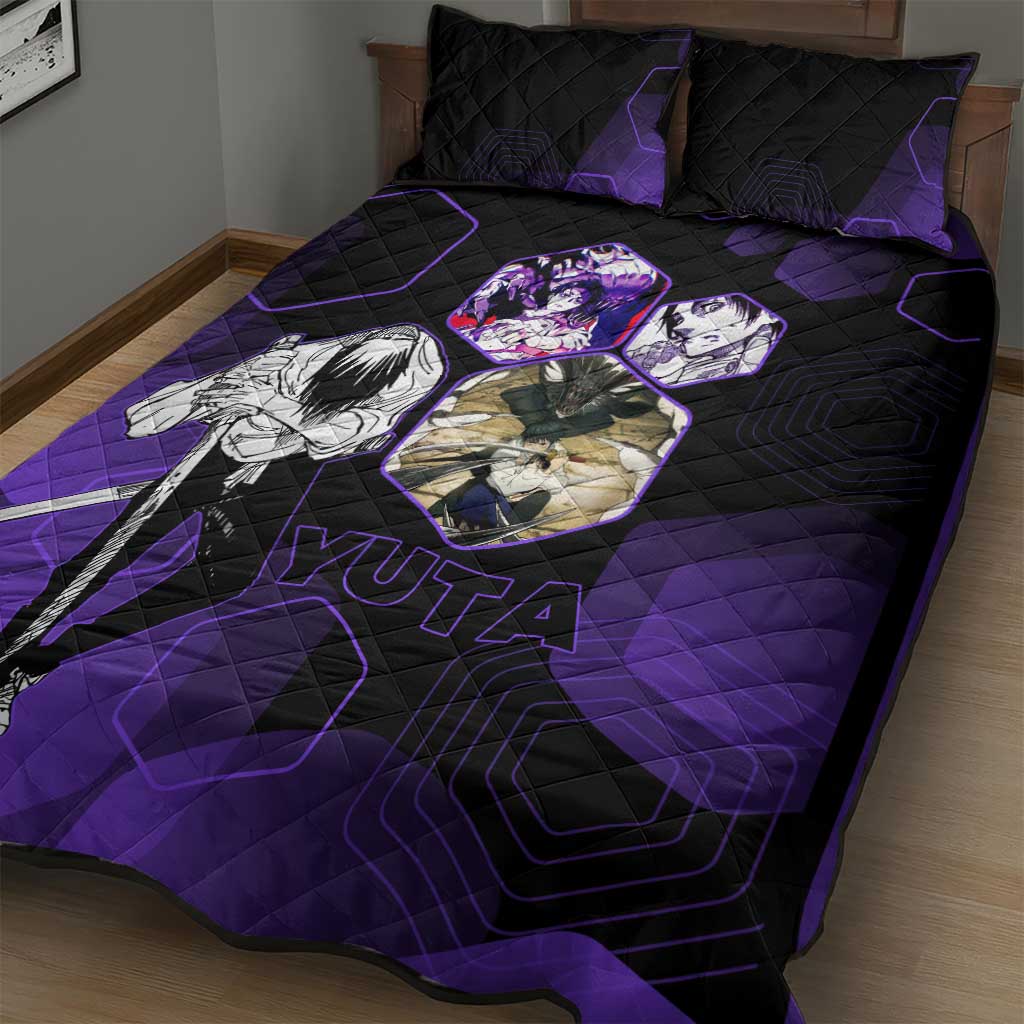 Yuta Okkotsu Jujutsu Kaisen Quilt Bed Set Purple Hexagon Design - The Mazicc