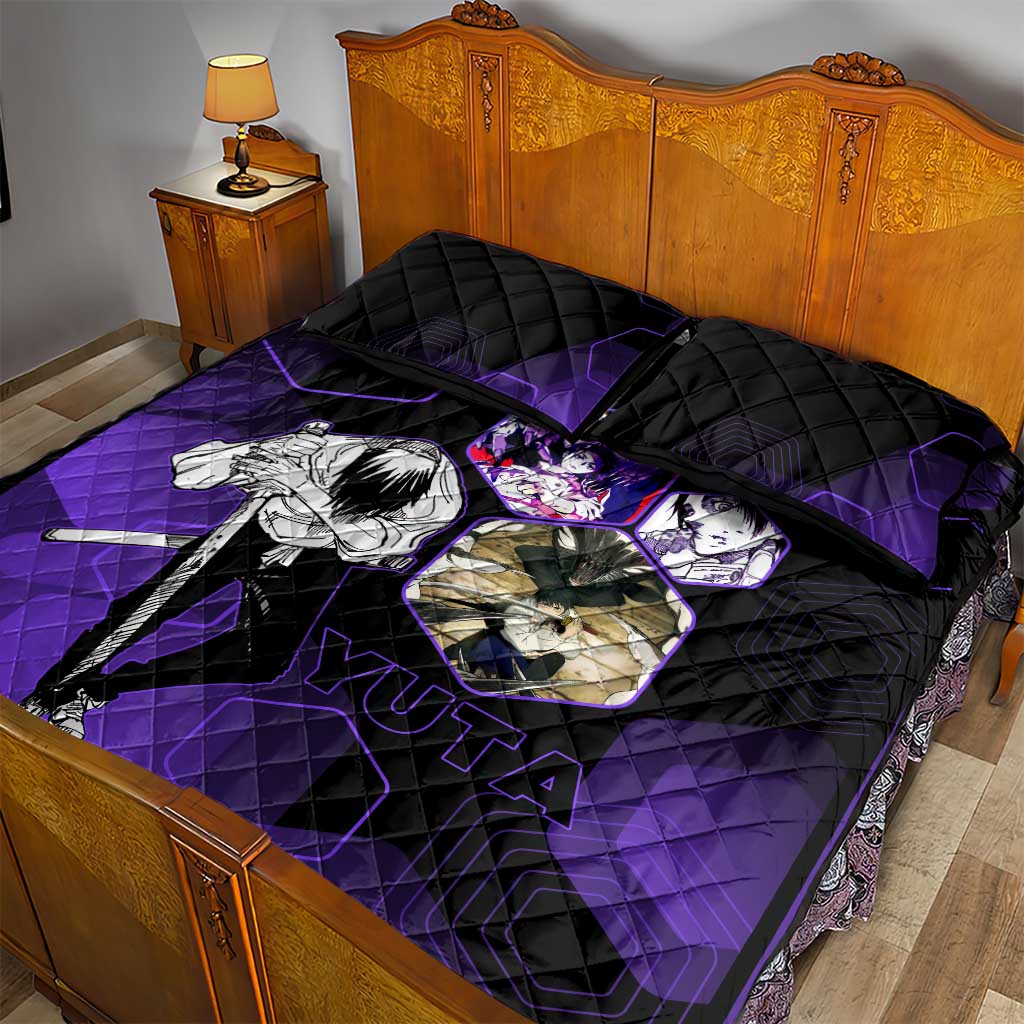 Yuta Okkotsu Jujutsu Kaisen Quilt Bed Set Purple Hexagon Design - The Mazicc