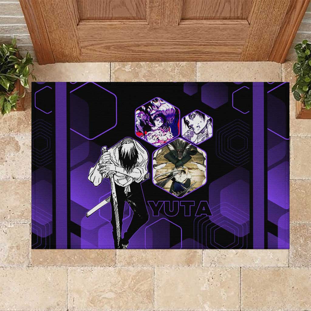 Yuta Okkotsu Jujutsu Kaisen Rubber Doormat Purple Hexagon Design - The Mazicc